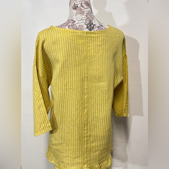 LUNGO L’ARNO Yellow with white stripes tunic size L. - Picture 4 of 13